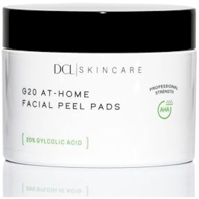 DCL SKINCARE G20 RADIANCE PEEL, CLINICAL DOSE DERM TESTED 20% GLYCOLIC ACID RESURFACING PADS, REDUCES FINE LINES AND WRINKLES, 50 COUNT - Image 1